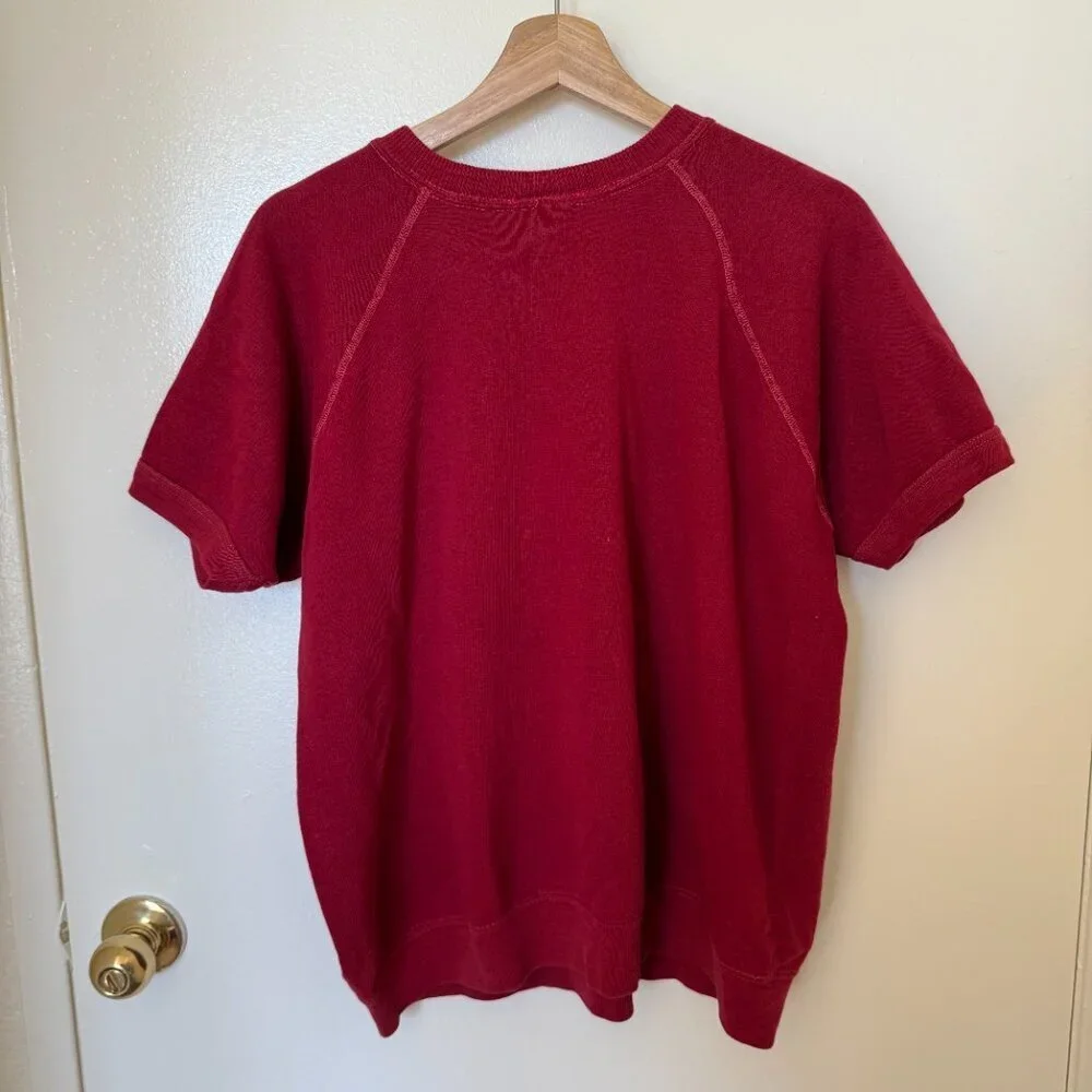 East West Rose Embroidered Vintage Recycled Short Sleeve Sweater​​